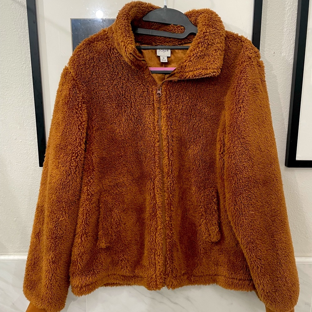 J. Crew Teddy Jacket in Rich Rust Brown